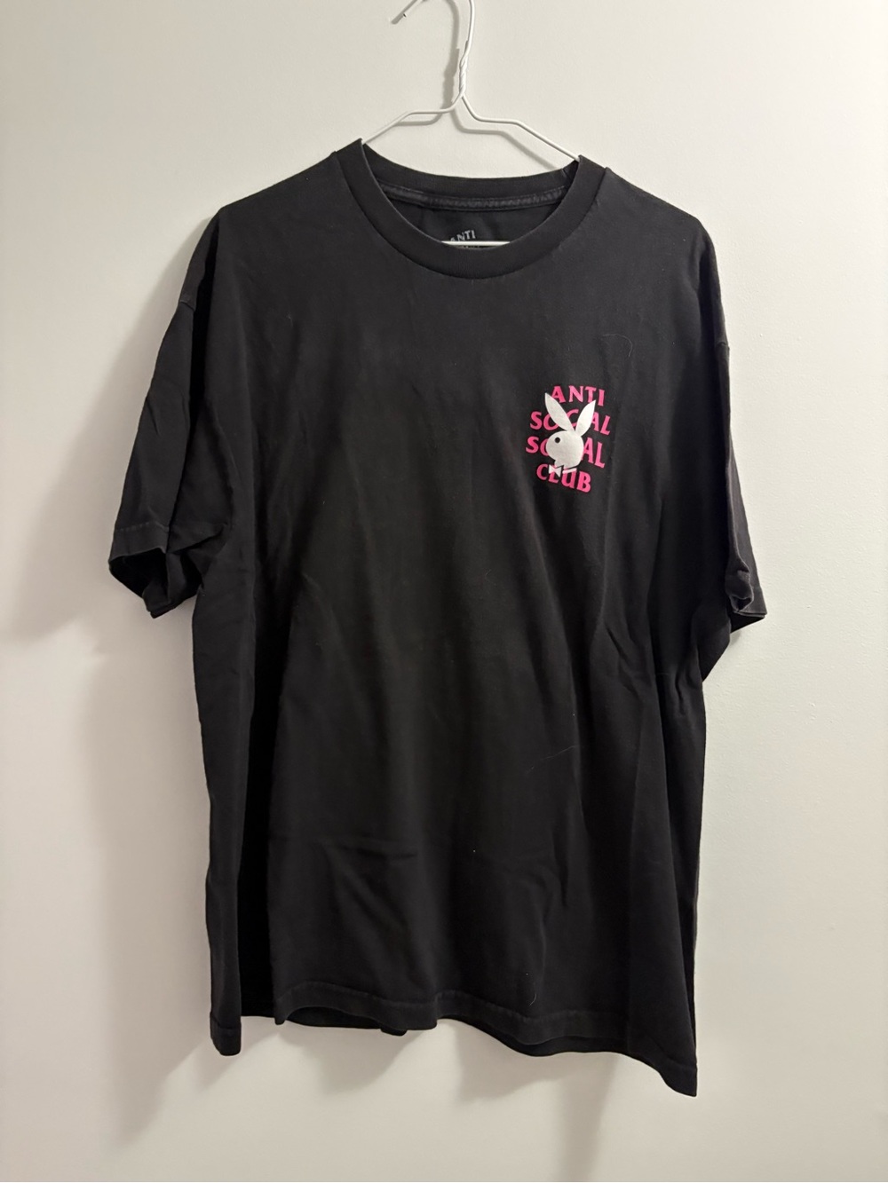 Anti Social Social Club Black T-Shirt with Pink Chest Logo